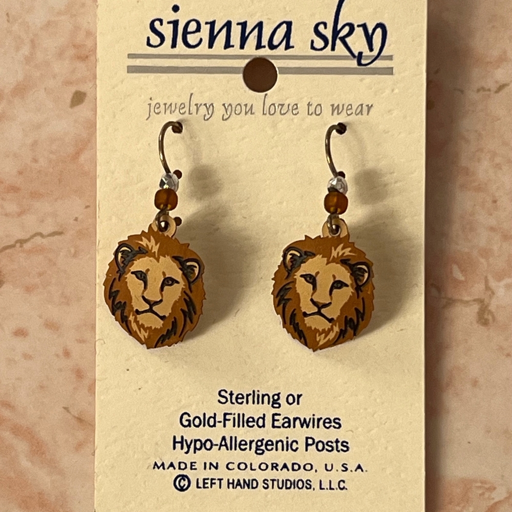 Sienna Sky Majestic Lion Earrings - Brown and Gold
